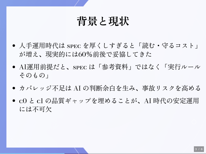AI時代の運用Specは100％近くを目指すべき理由と実践のサムネイル（3ページ目）