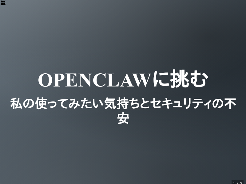 OpenClawに挑む: 私の使ってみたい気持ちとセキュリティの不安のサムネイル（1ページ目）
